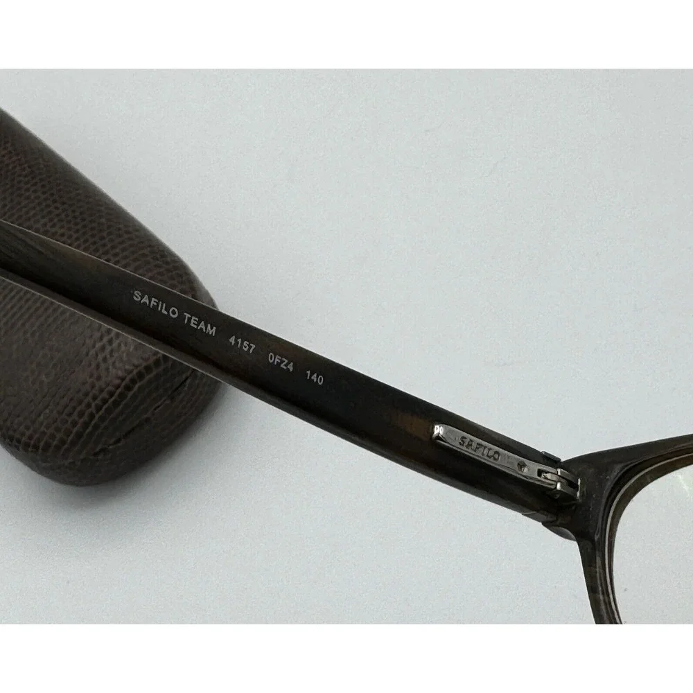 Safilo‎ Team 4157 OF24 140 Brown Wood Look Eyeglass Frames ONLY Italy with Case